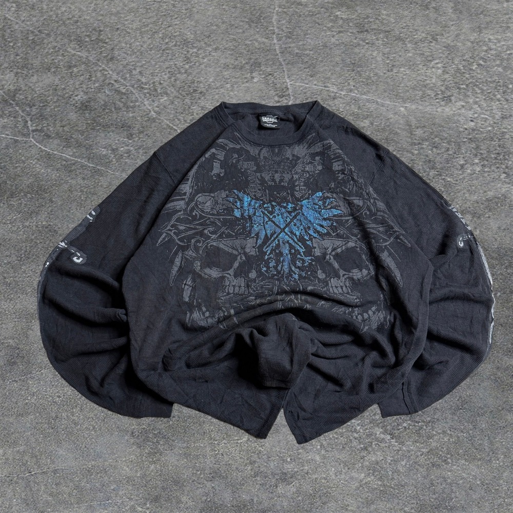 Vintage Y2K MMA Elite Grunge Archive Black Longsleeve Distressed Affliction like